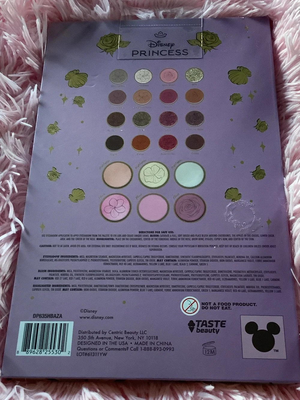 New Disney Princess Ariel and Belle Eyeshadow Blush Palette — Green, Yellow Pink